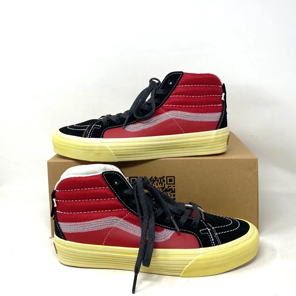 VANS Sk8-Hi Notchback Split VR3 Shoes Women Leather Red Black Canvas VN0A5FBH458